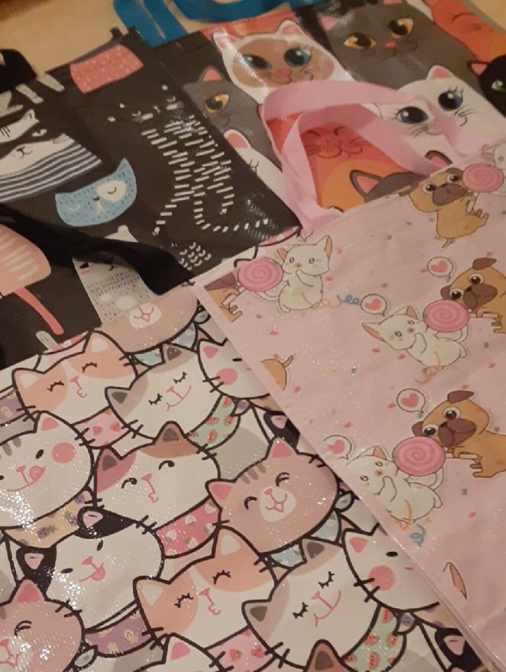 Set Of 4 Tote Bags - Cute Cat And Dog Prints - Picture 7 of 13